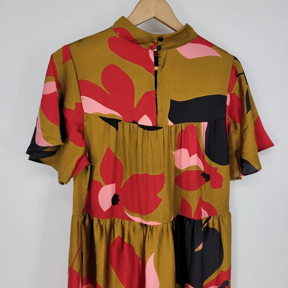 Corey Lynn Calter Anthropologie tiered maxi dress gianna medium bronze black red - Picture 8 of 10